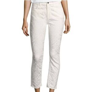 Jen7 7For All Mankind White Jacquard Skinny Ankle Jeans Size 0